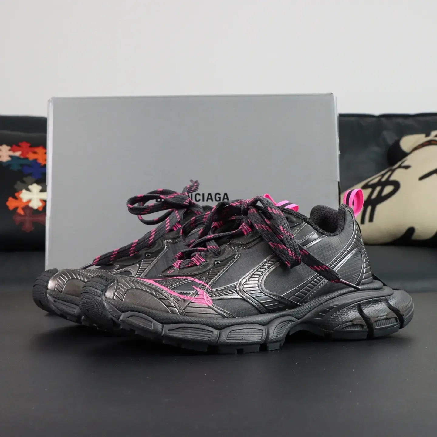 Balenciaga 3XL Black Gray Pink Low Top Sneakers