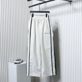 Balenciaga Blcg White And Gray Double Stitched Destroyed Tracksuit Pants