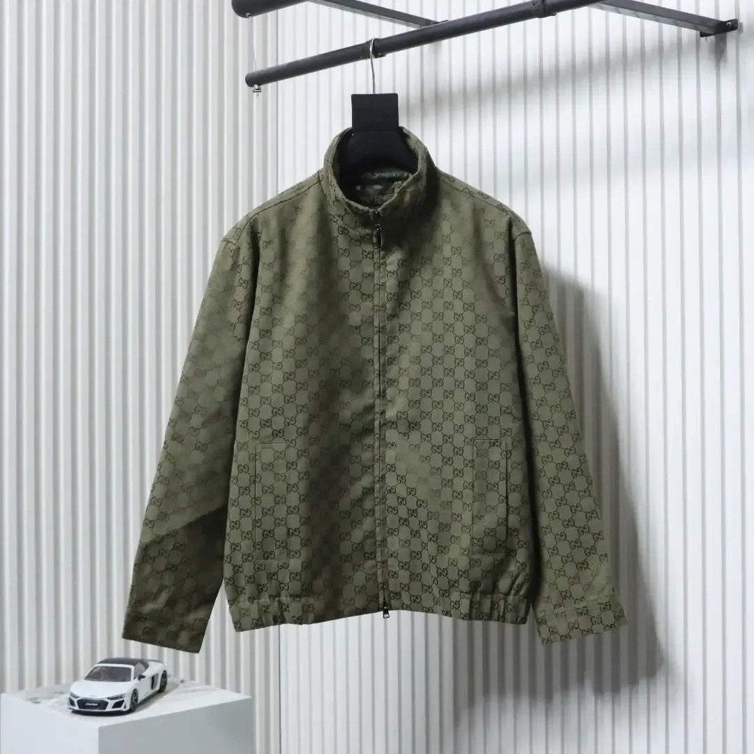 GU Jacquard Canvas Jacket With All-Over Monogram Print
