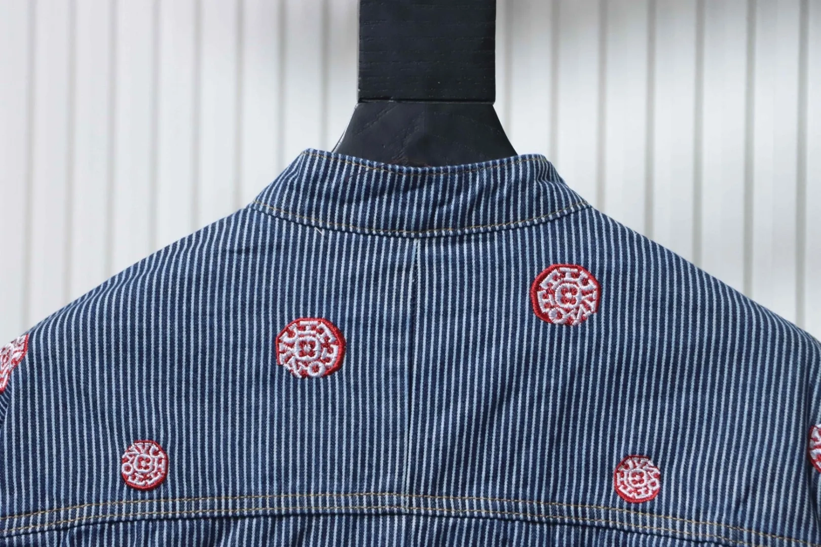 LU Denim Jacket With Cherry Blossom Stripes - Image 4