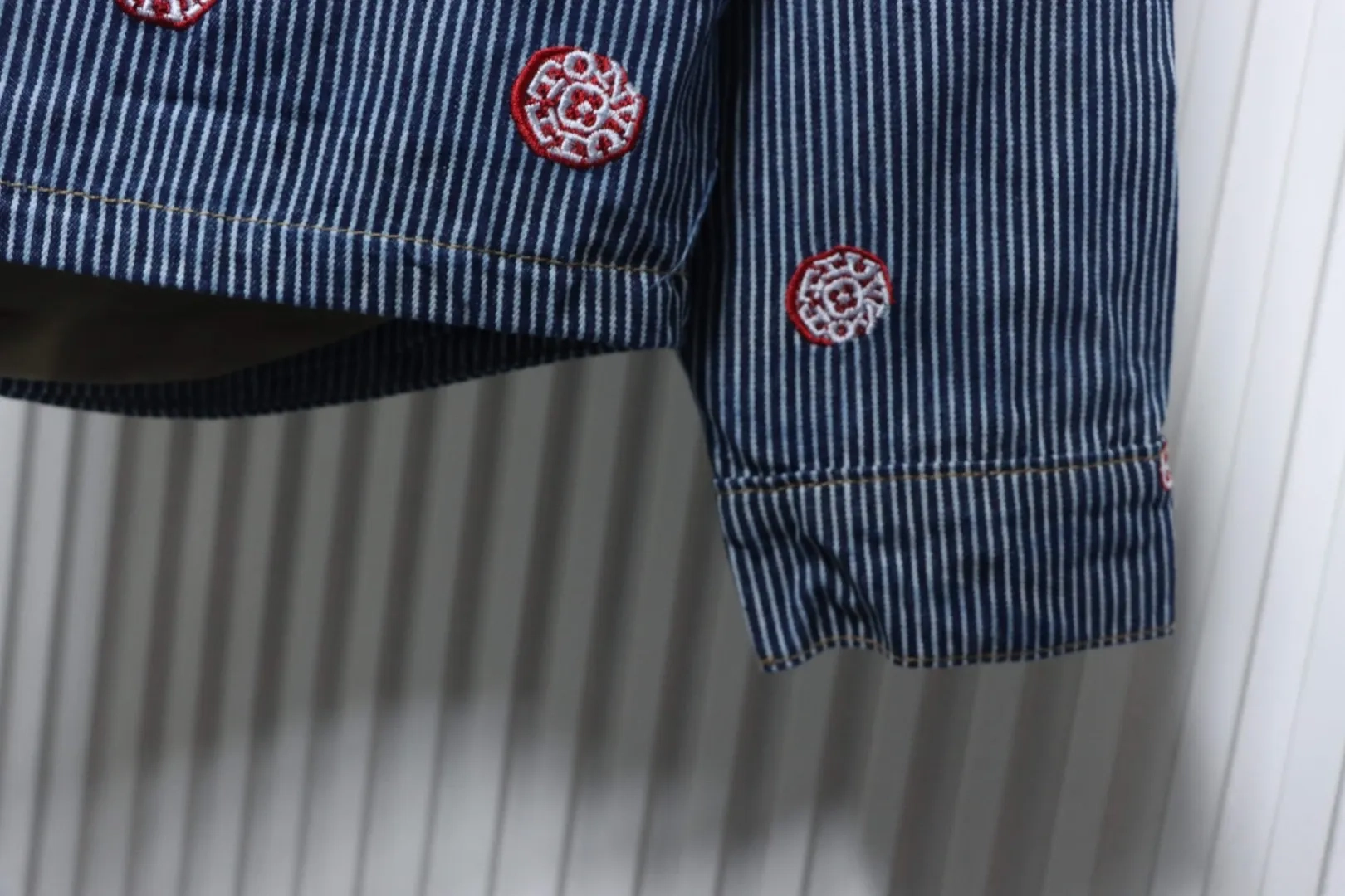 LU Denim Jacket With Cherry Blossom Stripes - Image 7