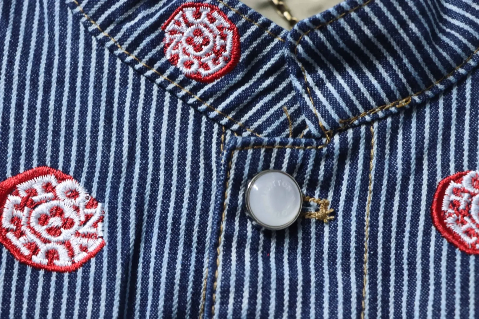 LU Denim Jacket With Cherry Blossom Stripes - Image 8