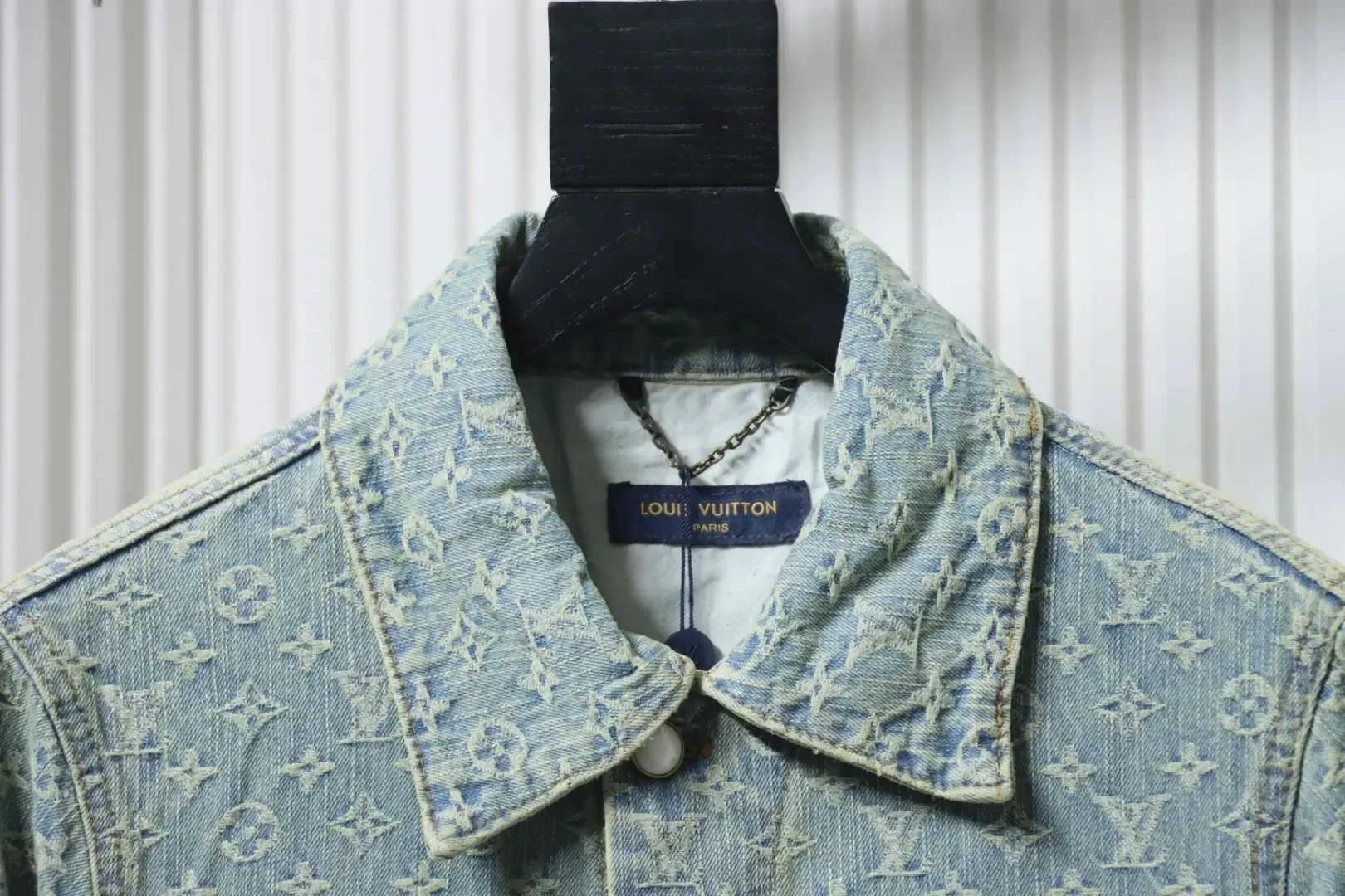 LU FA Denim Jacket With All-Over Monogram Print - Image 3