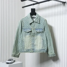 LU FA Denim Jacket With All-Over Monogram Print