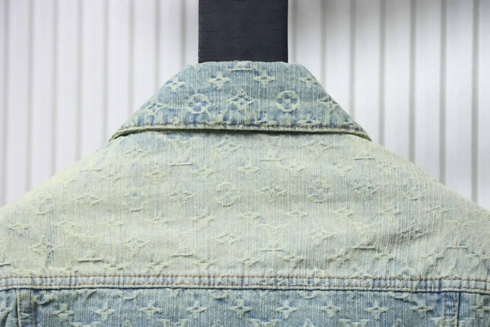 LU FA Denim Jacket With All-Over Monogram Print - Image 4