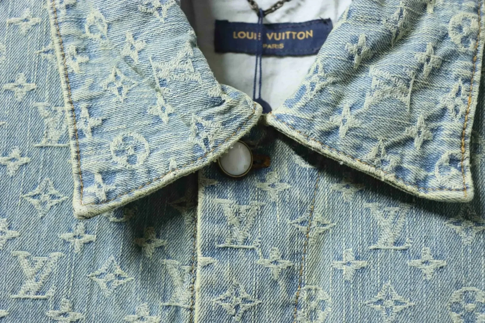LU FA Denim Jacket With All-Over Monogram Print - Image 5