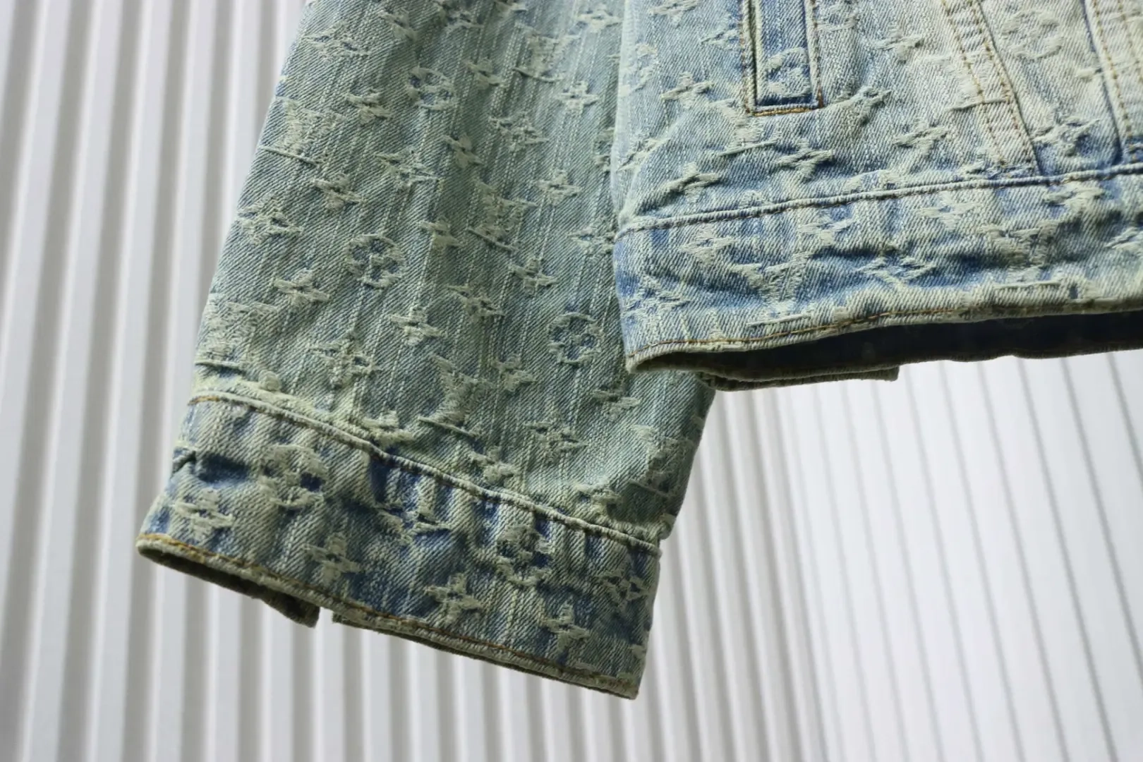 LU FA Denim Jacket With All-Over Monogram Print - Image 7