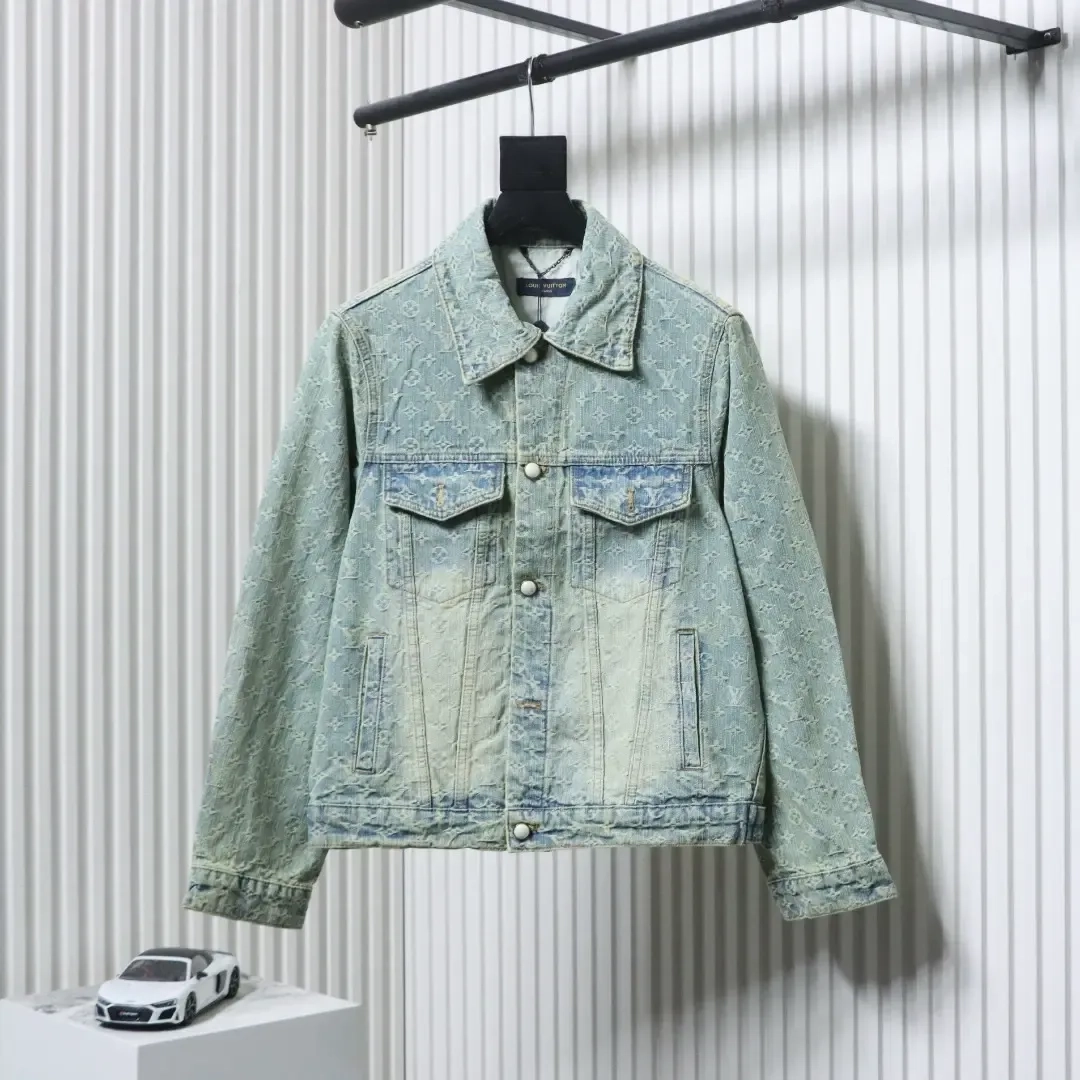 LU FA Denim Jacket With All-Over Monogram Print