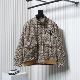LU Jacket With Embroidered Badge And All-Over Monogram Check Pattern