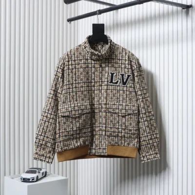 LU Jacket With Embroidered Badge And All-Over Monogram Check Pattern