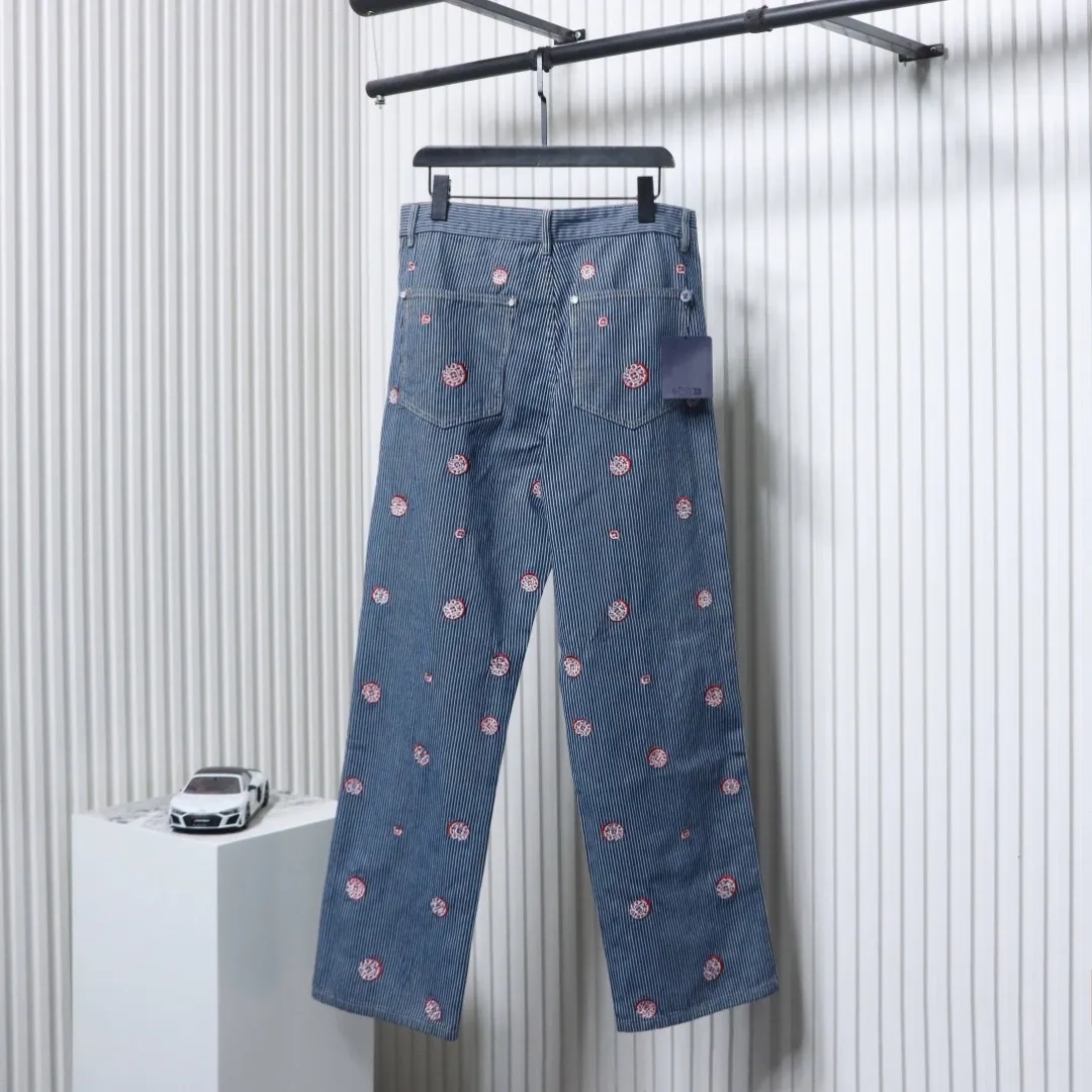 LU Striped Jeans With Cherry Blossom Pattern - Image 2