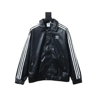 Adidas X FEIFEI RUAN Collaboration: Adidas Originals Leather Jacket With Collar
