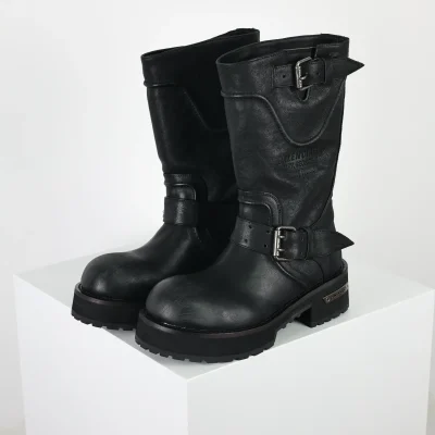 Balenciaga 25Fw Venom High Boots In Motorcycle Punk Style