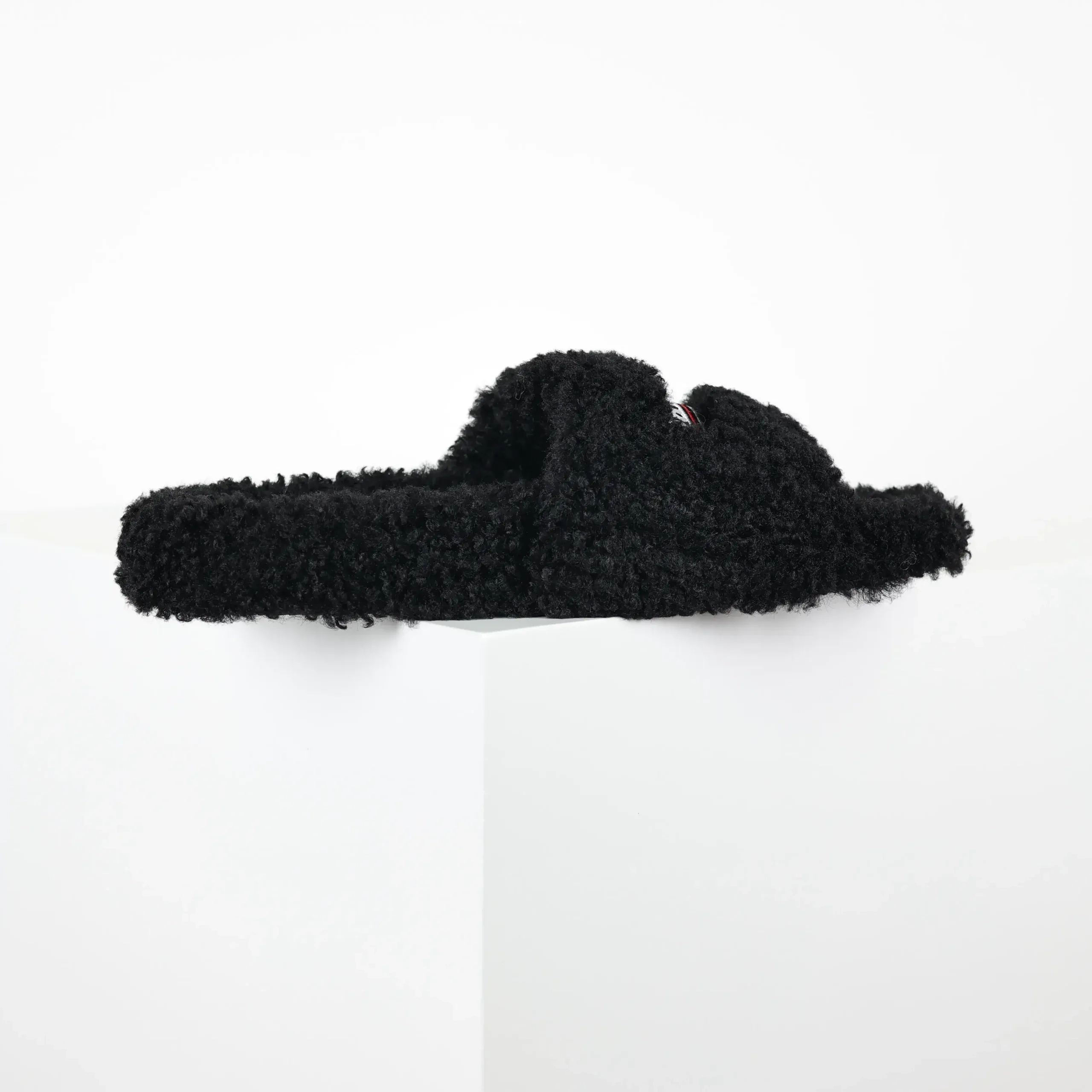 Balenciaga Furry Slippers in Black White Red - Image 11