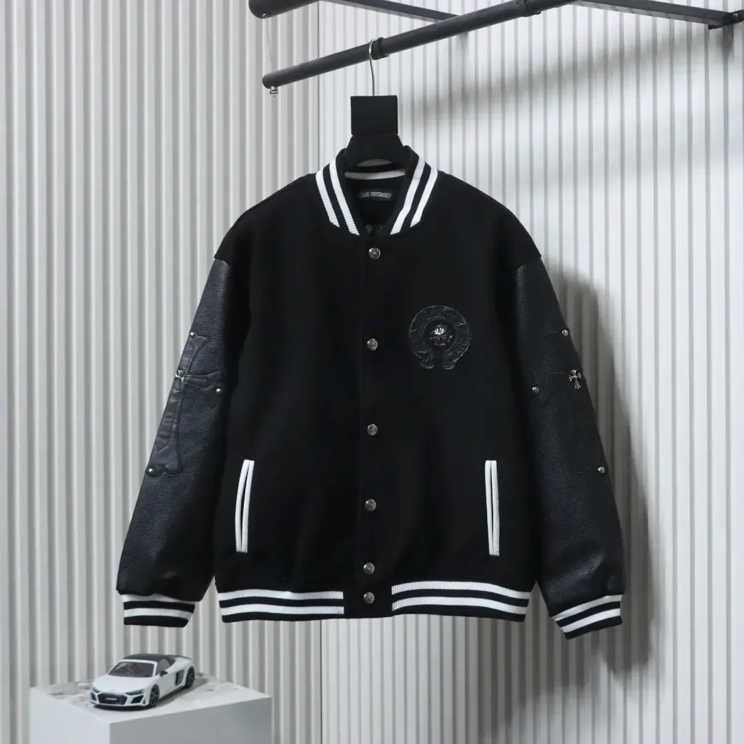 Baseball Jacket With Cross Pattern