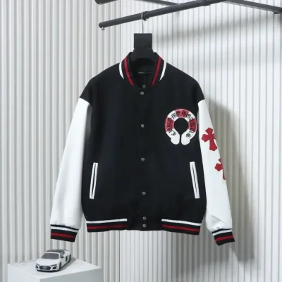 Baseball Jacket With Horseshoe Embroidery And Patchwork Pattern - etkick reps au
