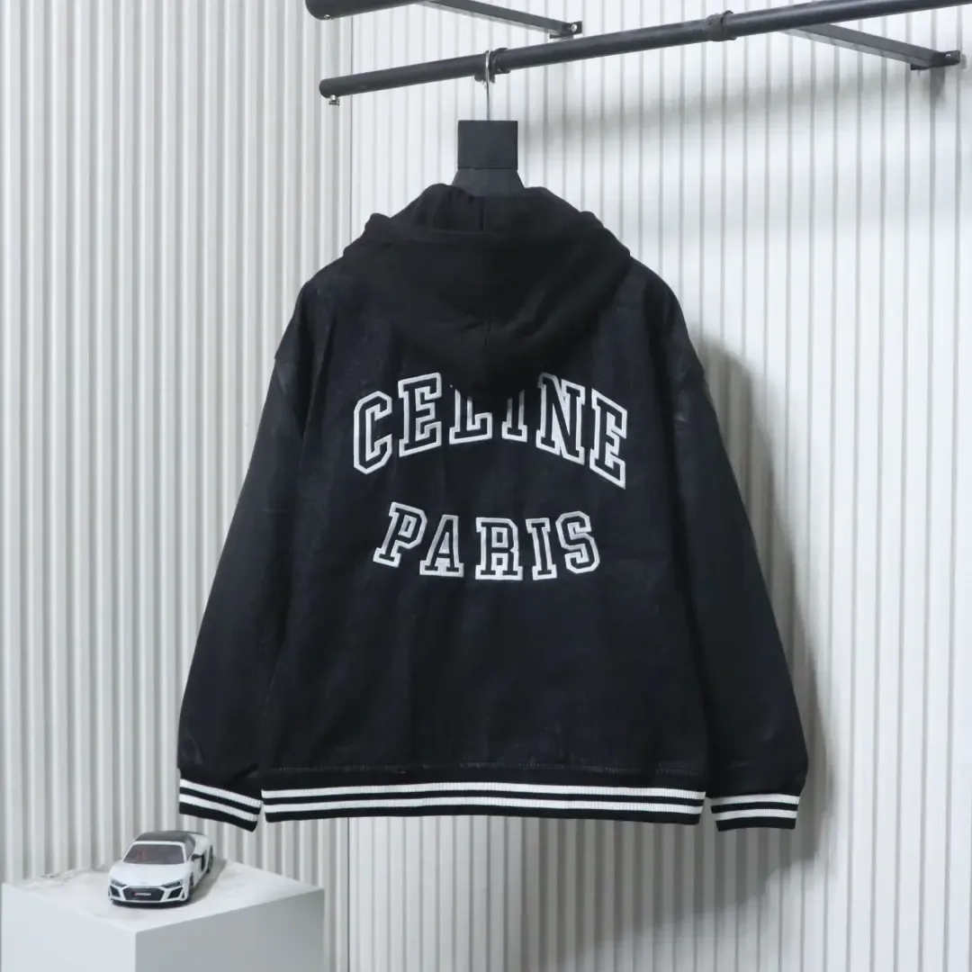 Cel1ne New embroidered cotton hooded jacket with letter pattern - Image 2