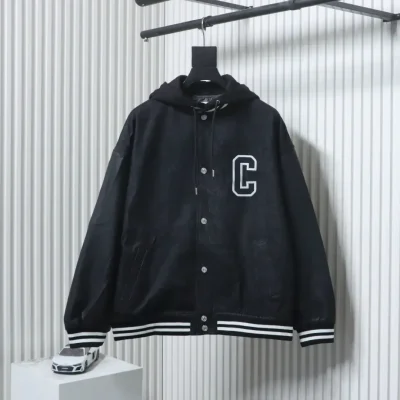 Cel1ne New embroidered cotton hooded jacket with letter pattern