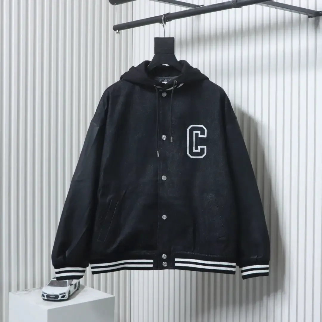 Cel1ne New embroidered cotton hooded jacket with letter pattern