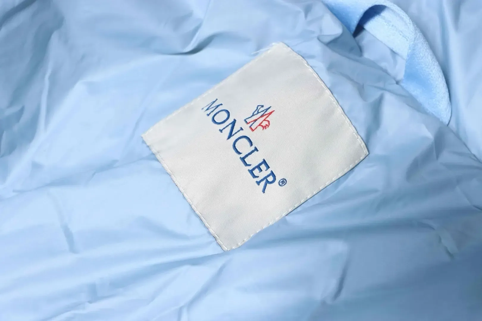 Moncler Down Jacket With Stand Up Collar And Patchwork Details Microlabel - Image 15