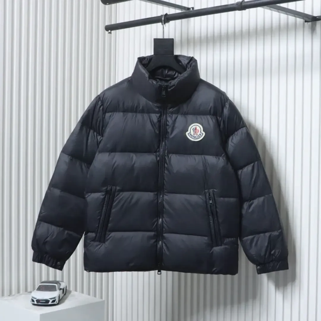 Moncler Down Jacket With Stand Up Collar And Patchwork Details Microlabel - Image 17