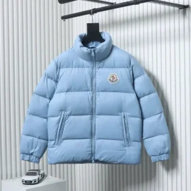 Moncler Down Jacket With Stand Up Collar And Patchwork Details Microlabel