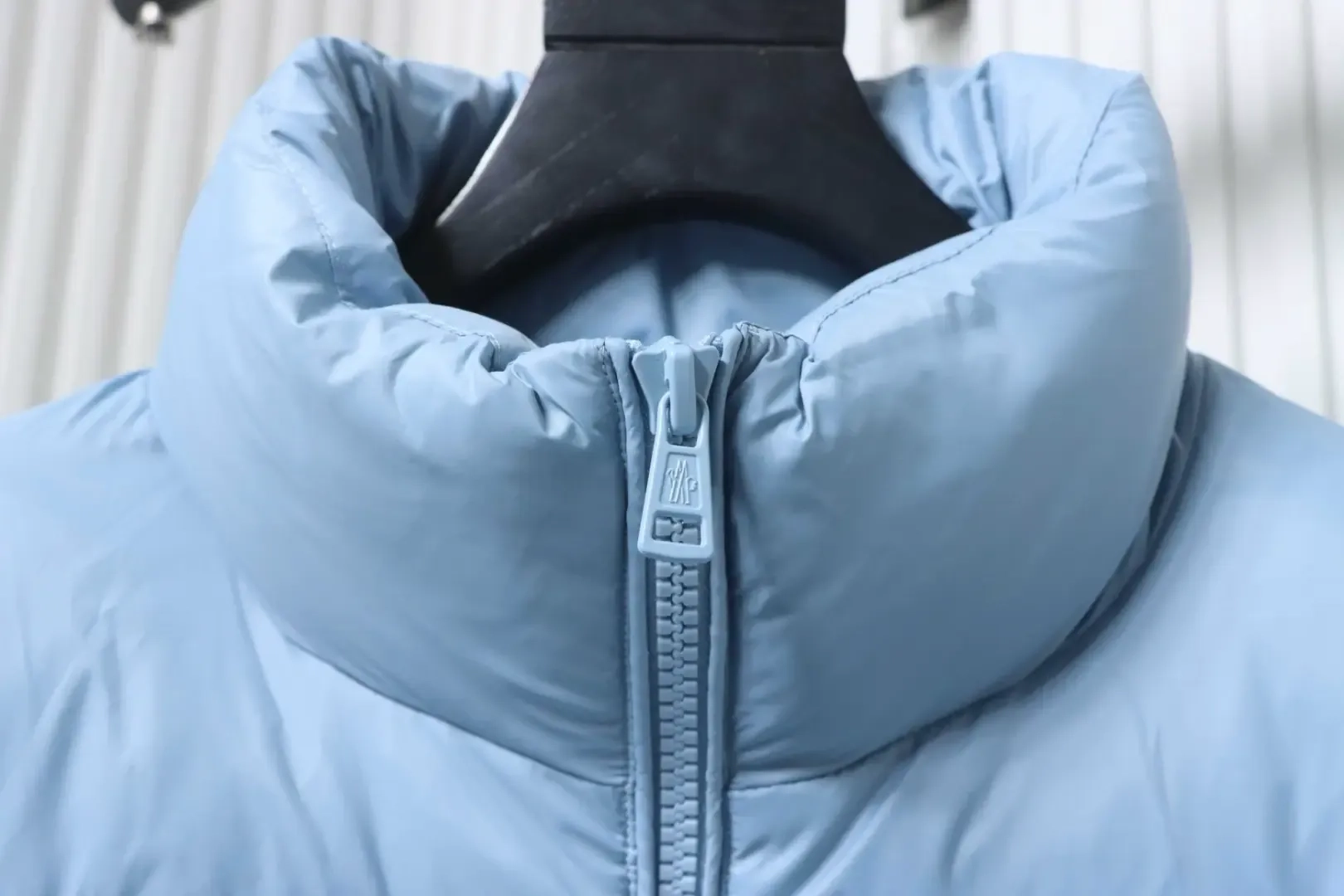 Moncler Down Jacket With Stand Up Collar And Patchwork Details Microlabel - Image 5