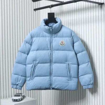 Moncler Down Jacket With Stand Up Collar And Patchwork Details Microlabel