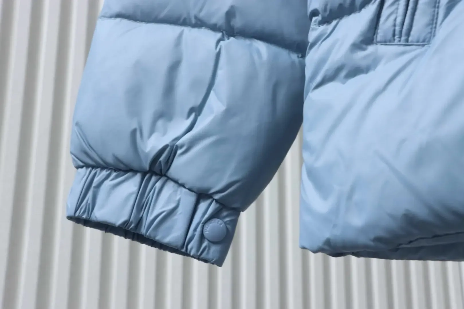 Moncler Down Jacket With Stand Up Collar And Patchwork Details Microlabel - Image 6