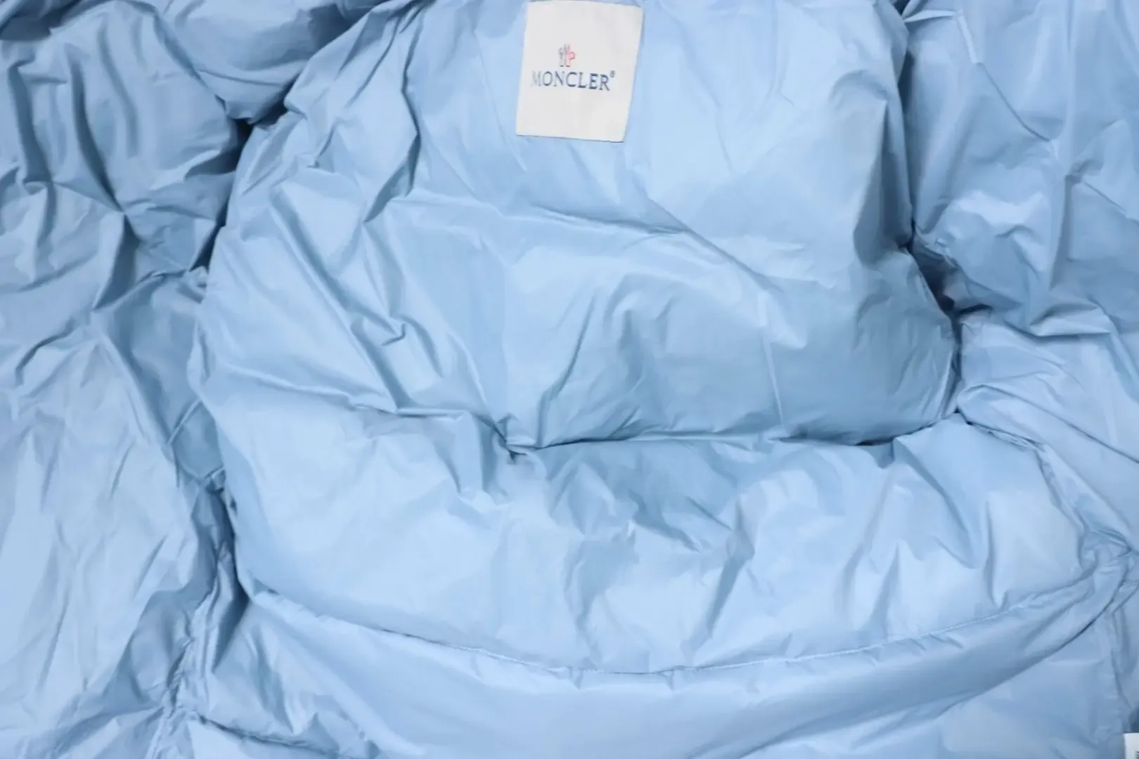 Moncler Down Jacket With Stand Up Collar And Patchwork Details Microlabel - Image 8