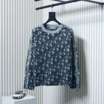 Monogrammed Jacquard Knit Pullover With Zipper Top - etkick reps au