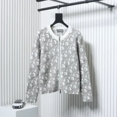 Monogrammed Jacquard Knit Sweater With Zipper - etkick reps au