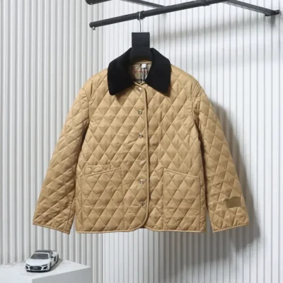 Quilted Stable Jacket With Corduroy Collar