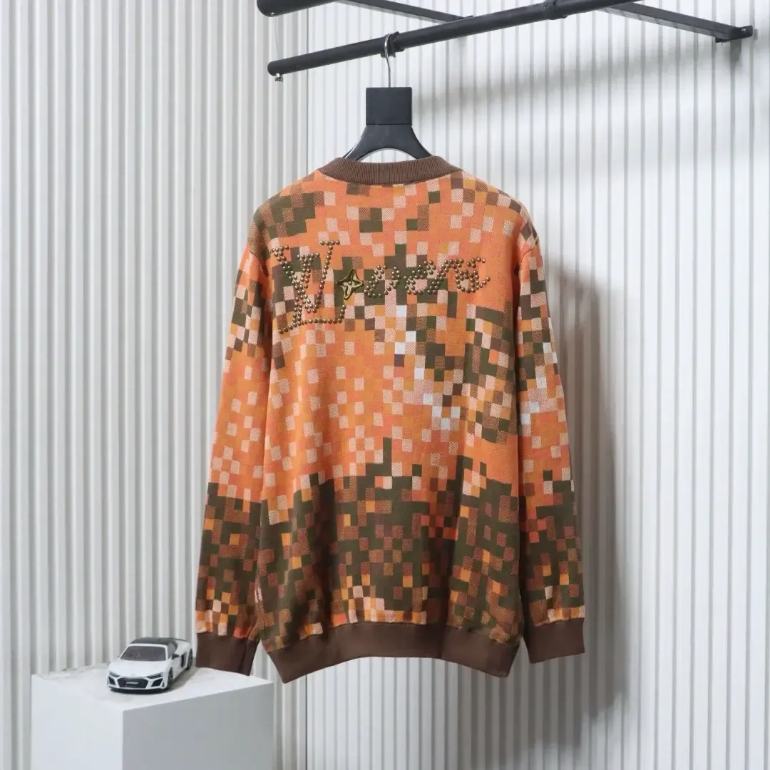 Sweater With Mosaic Pattern Round Neck And Back Studs - Image 2