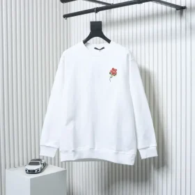 Sweatshirt With Sunflower Embroidery And Round Neck
