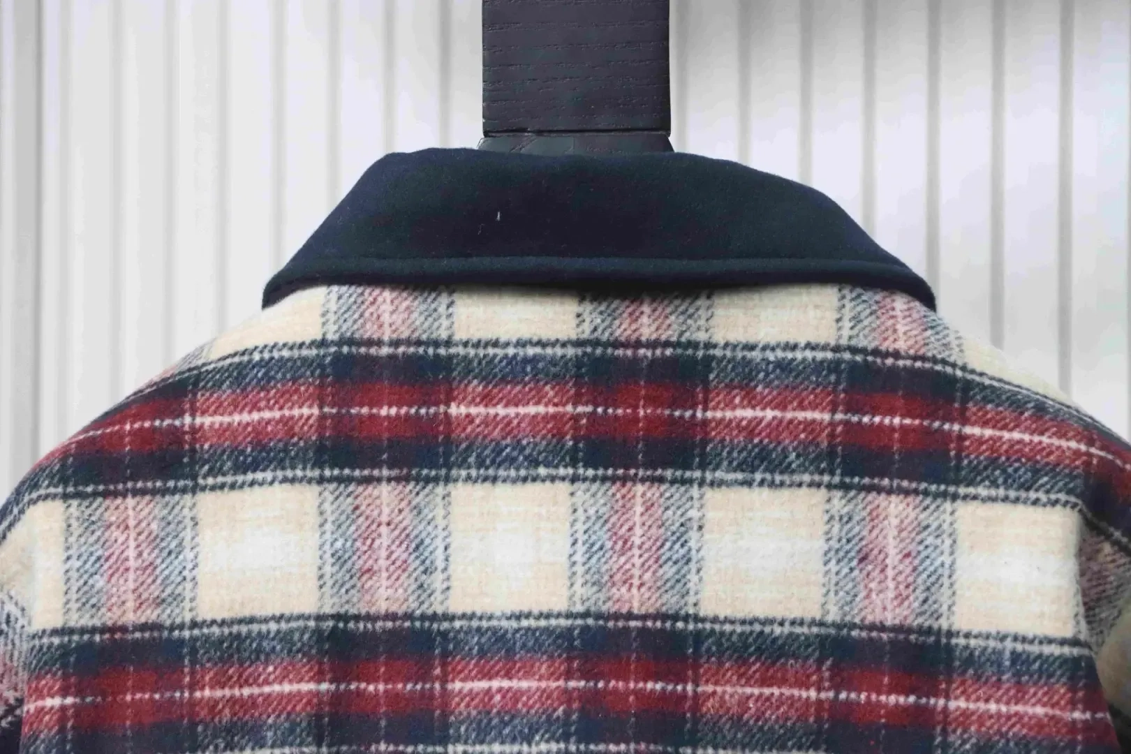 Tb Baseball Jacket With Patchwork Plaid Pattern And Four Stripes - Image 4