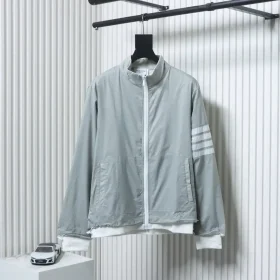 Tb Double Layered Leisure Jacket With Four-Ply Woven Stand Up Collar