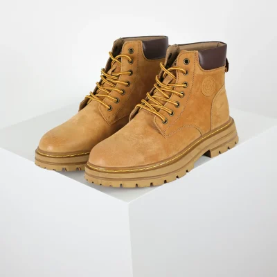 Timber1and Outdoor High Top Casual Large Yellow Boots Brown
