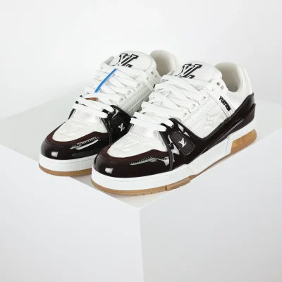 Trainer Sneaker Monogram Grained Calfskin and Patent Leather Black