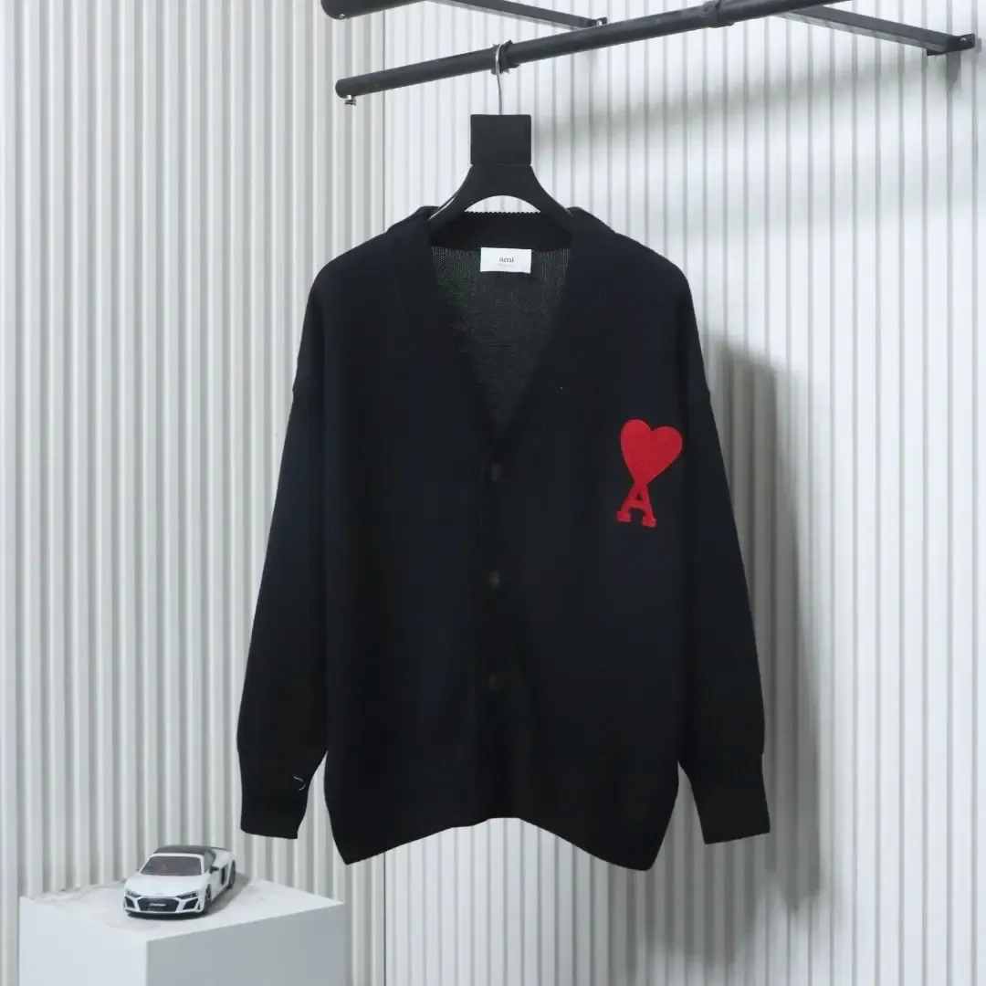 Ami 21Fw Cardigan With Heart Embroidery And Micro Logo - etkick reps au