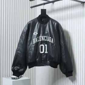 Balenciaga Basketball Series Logo Embroidered Baseball Collar Coat Pilot