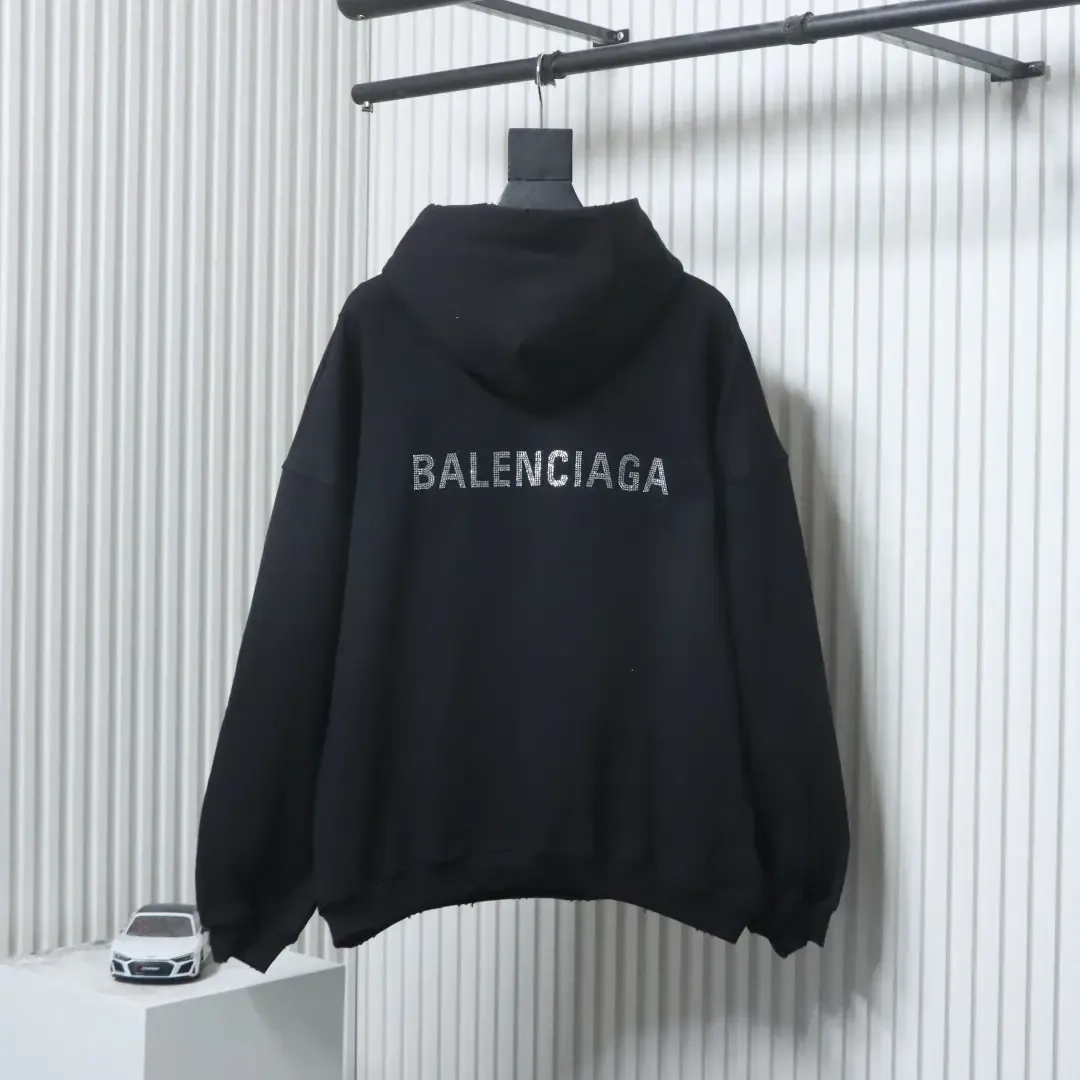 Balenciaga Hoodie With Rhinestone Embroidery - etkick reps au