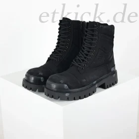 Balenciaga Strike Platform Combat Boots Distressed Look Black