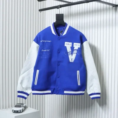 Baseball Jacket With V Shaped Embroidery And Patchwork Details - etkick reps au