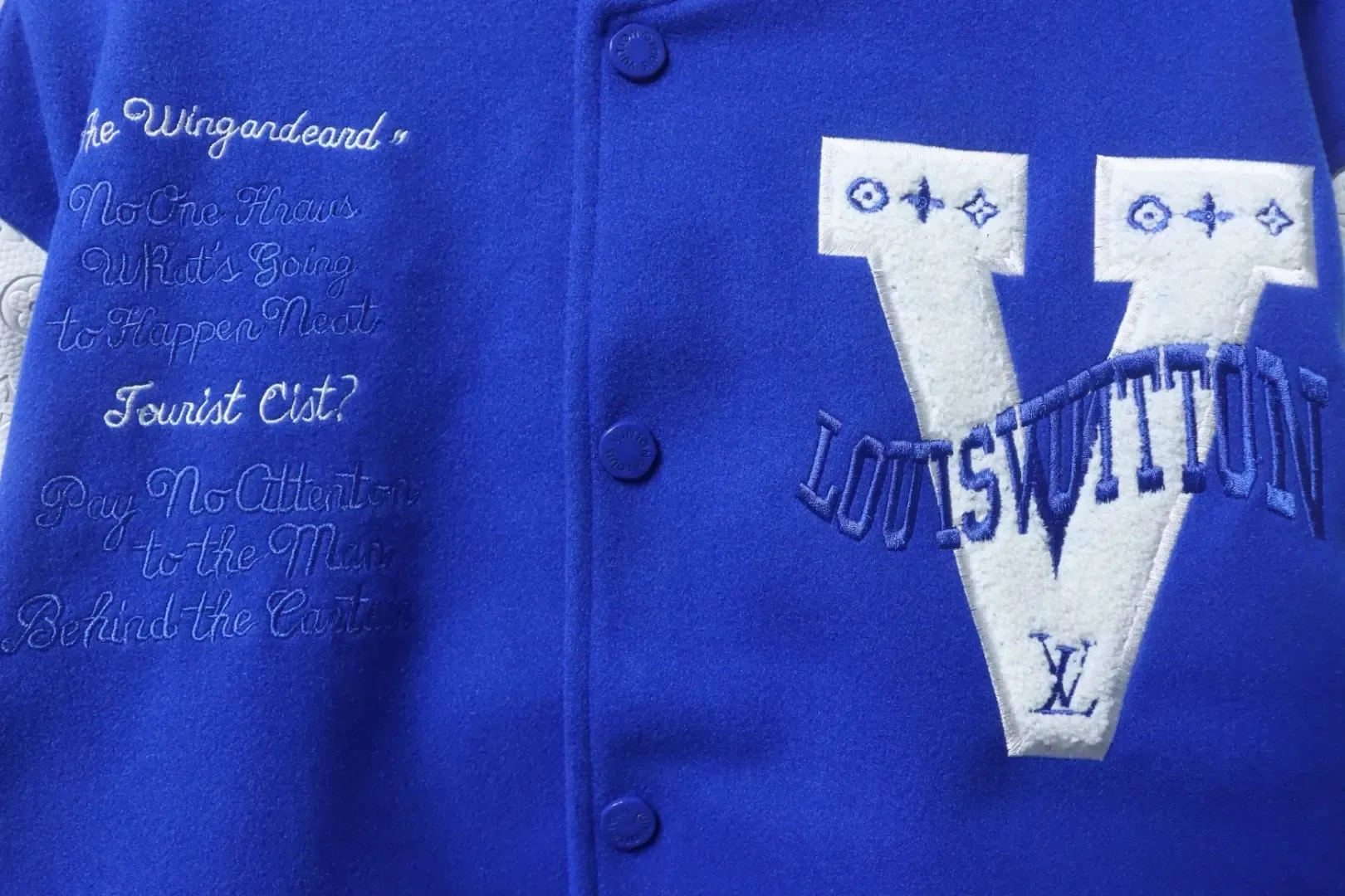 Baseball Jacket With V Shaped Embroidery And Patchwork Details - etkick reps au