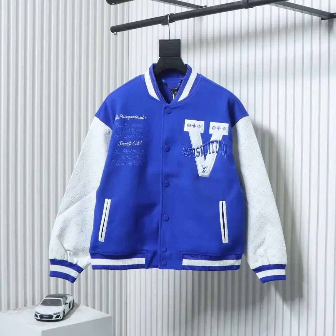 Baseball Jacket With V Shaped Embroidery And Patchwork Details - etkick reps au