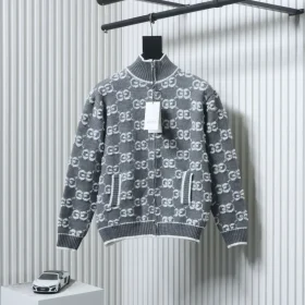 Cardigan With All Over Jacquard Logo And Zipper