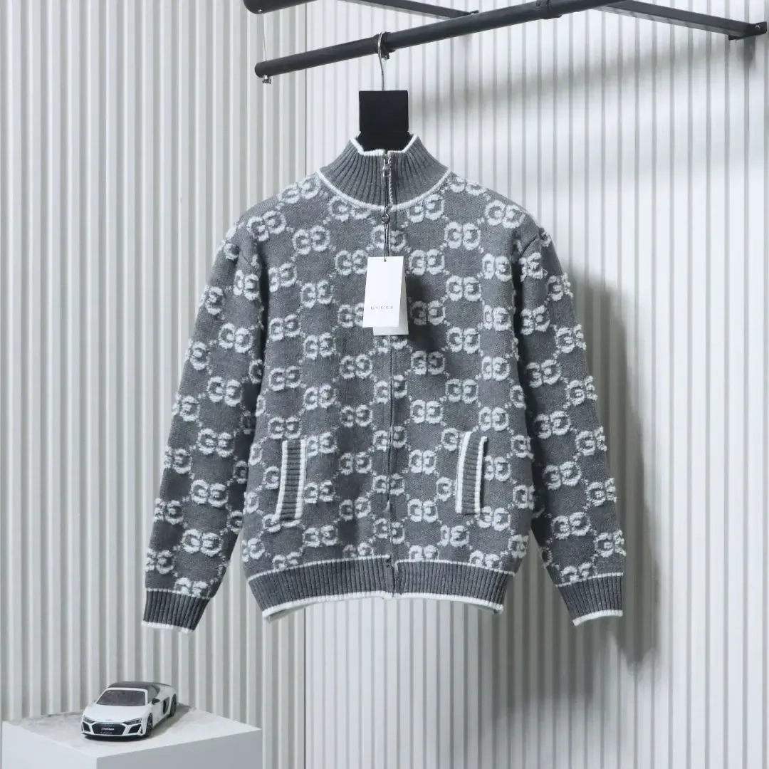 Cardigan With All Over Jacquard Logo And Zipper - etkick reps au