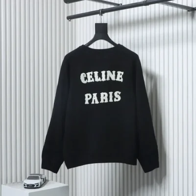 Celine Arc De Triomphe And Letter Terry Embroidered Crew Neck Sweater - etkick reps au