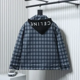 Celine Checked Cashmere And Cotton Coat With Hood